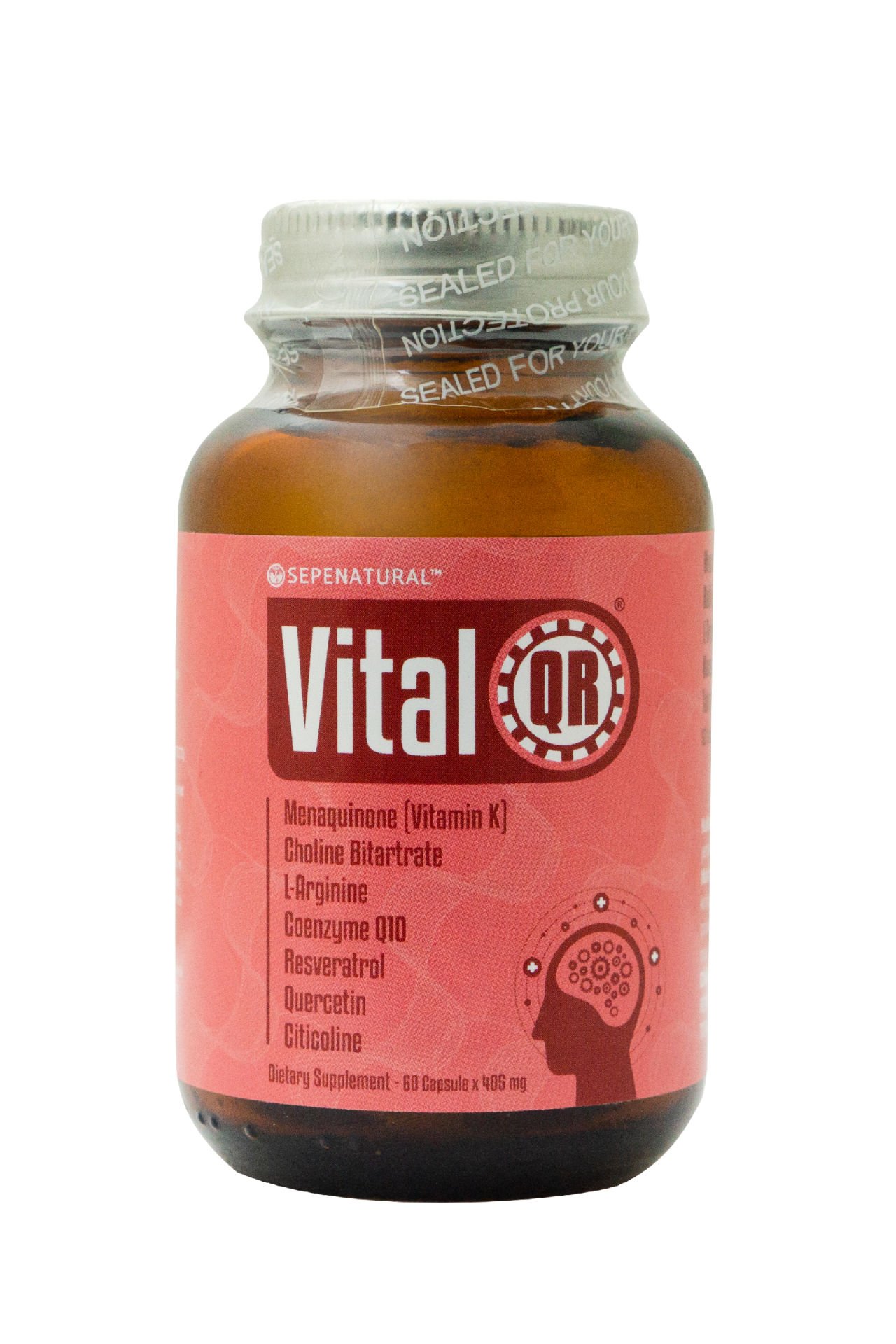 VitalQR Kolin L-Arjinin Koenzim Q10 Resveratrol Kuersetin Sitikolin Vit. K 60 Kapsül X 405 mg SEPE