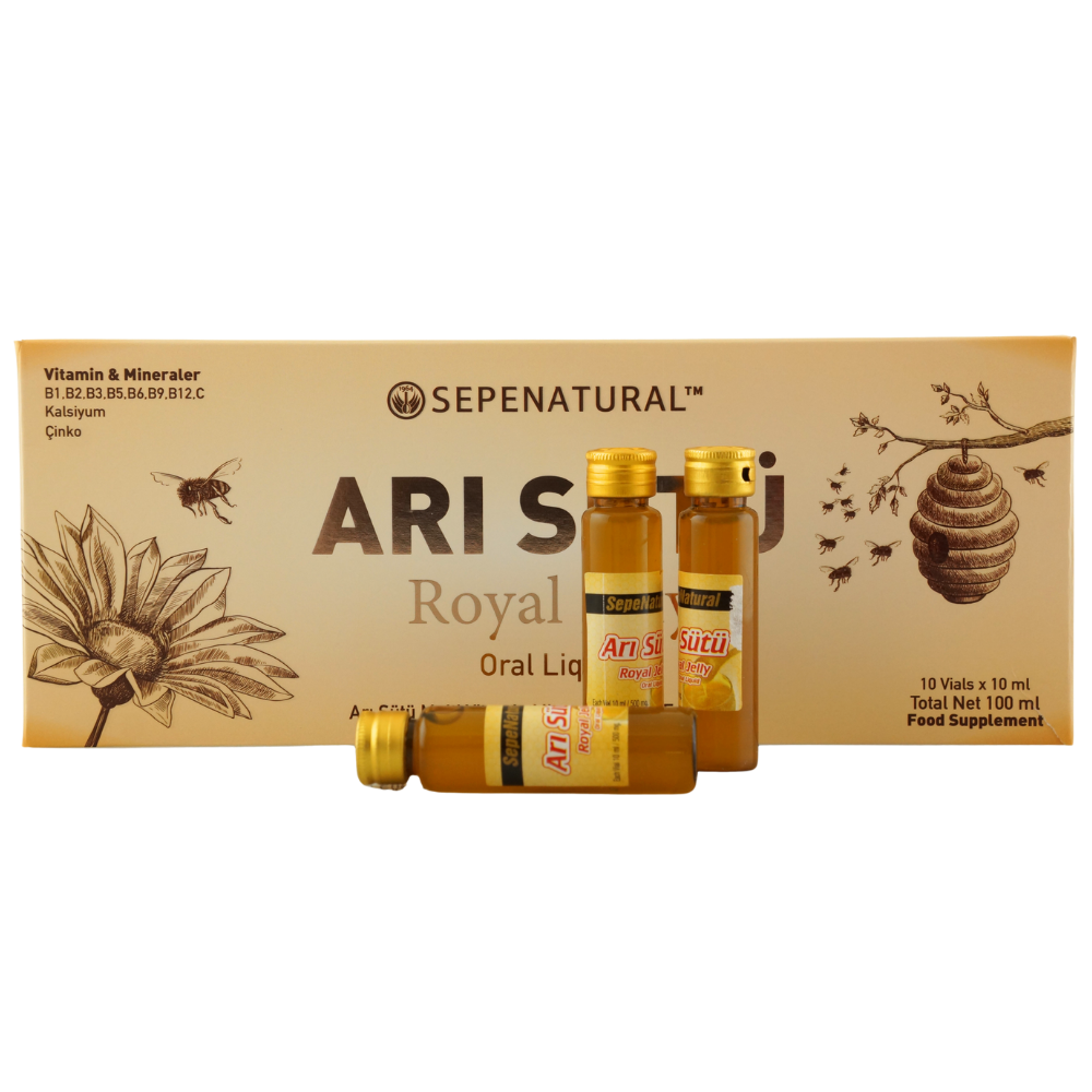 SEPE NATURAL Arı Sütü, Kalsiyum, Çinko, Folik Asit, C ve B Vitamin Kompleks Su Bazlı Şurup 10 Ampul x 10 ml