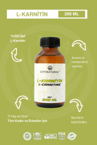 SEPE NATURAL L-Karnitin Sıvı 200 ml Su Bazlı Aromasız 20 Servis L-Carnitine