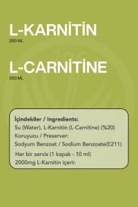 SEPE NATURAL L-Karnitin Sıvı 200 ml Su Bazlı Aromasız 20 Servis L-Carnitine