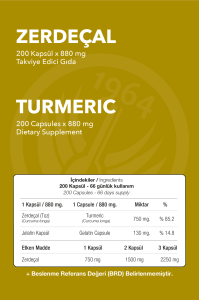 NOP Zerdeçal Turmeric Full Potency 200 Kapsül x 880 mg Curcumin Kurkumin