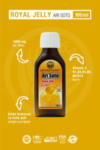 SEPE NATURAL Arı Sütü, Kalsiyum, Çinko, Folik Asit, C ve B Vitamin Kompleks 100ml Su Bazlı Şurup