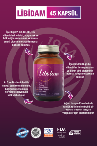 Libidam Maca Damiana Sibirya Ginseng Ekstreleri Kadın Erkek Multivitamin Mineral 45 Kapsül X 701 mg